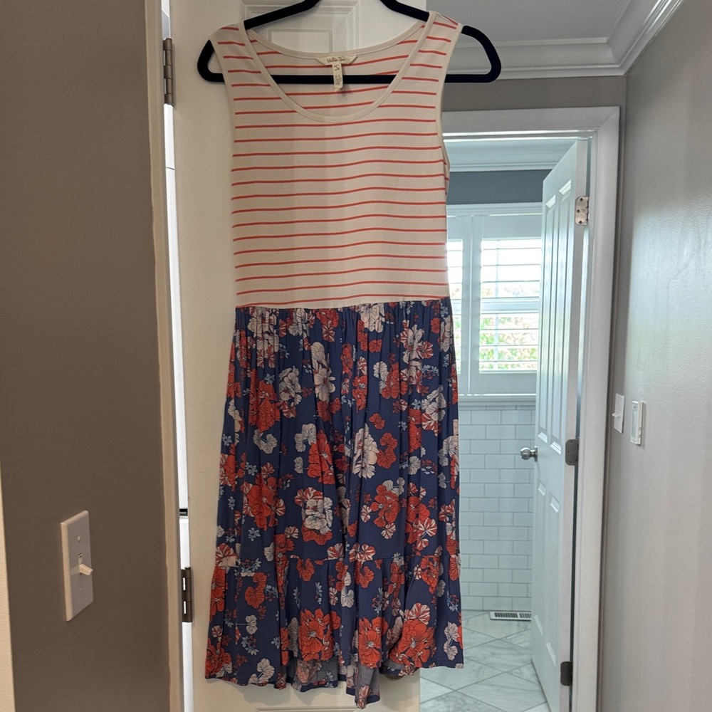 Matilda Jane Red and Blue Floral Striped Dress